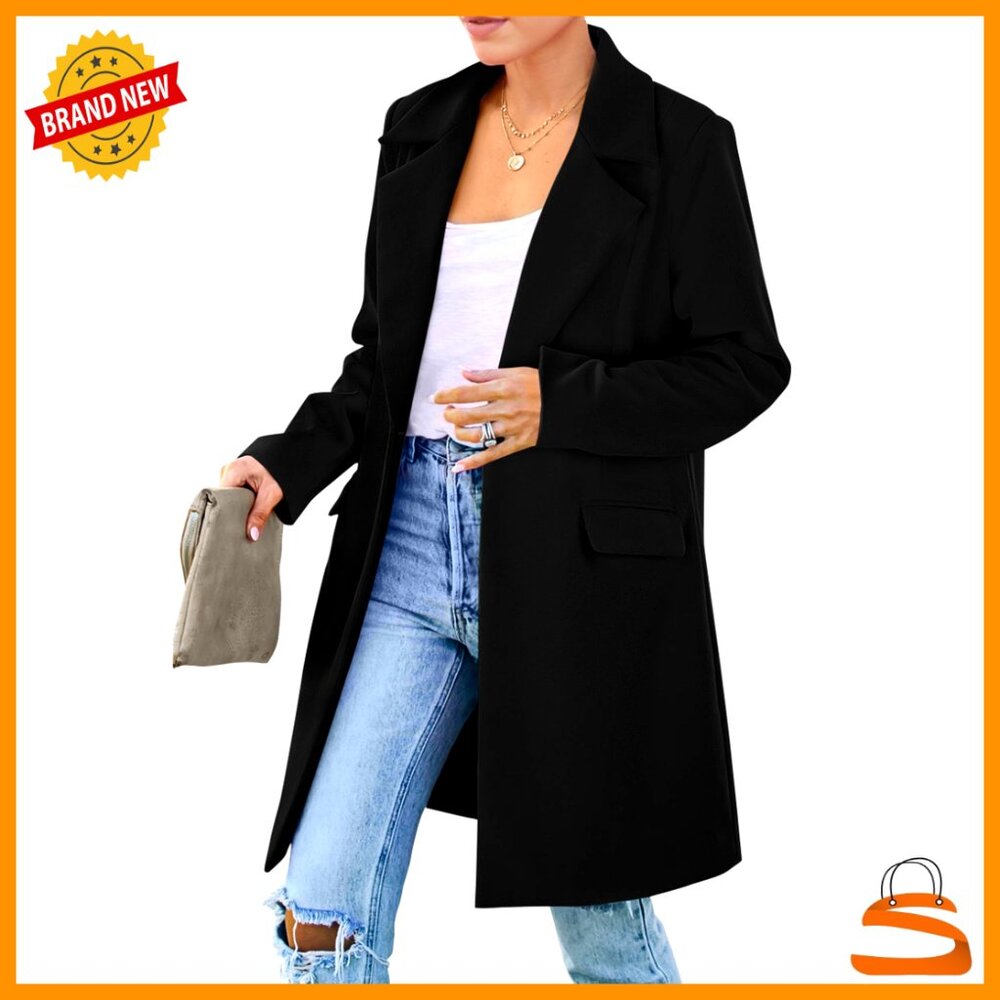 Oversized Blazer Jacket Classic Notch Lapel Padded Shoulder Loose Fit Work